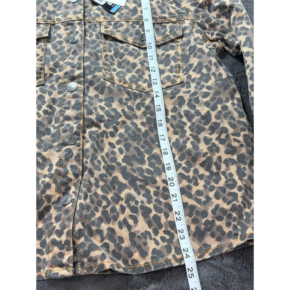 Express Women’s Denim Jacket Size Large Leopard Print Brown Black NWT Cotton - Picture 7 of 12